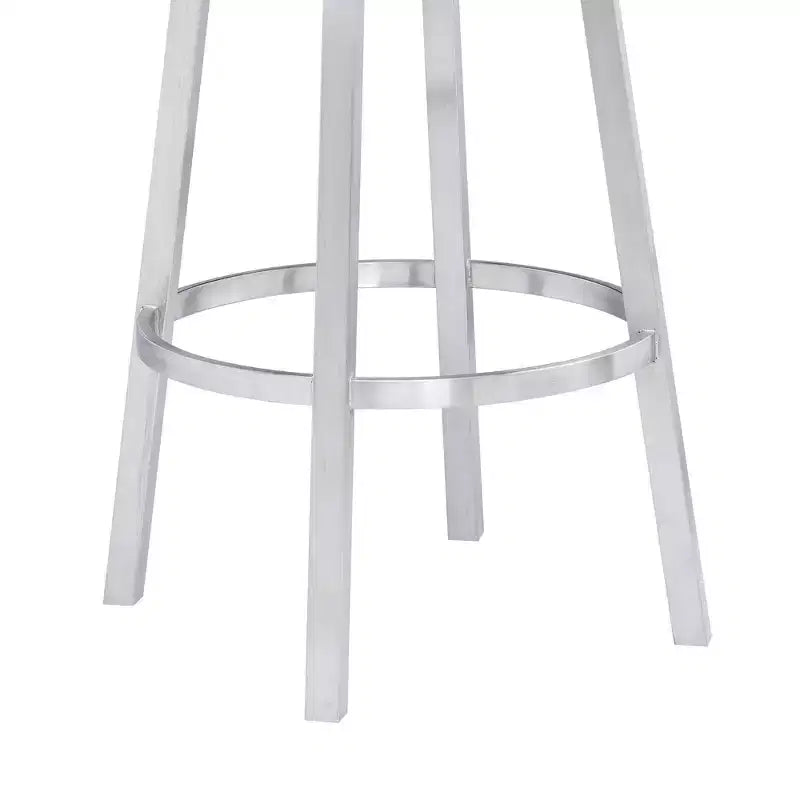Tabouret de bar à hauteur de comptoir en similicuir et acier inoxydable blanc de 66 cm : Ergonomique, pivotant à 360°, mousse haute densité