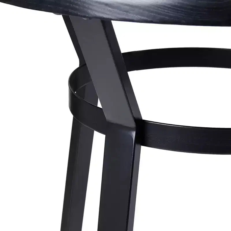 Table de bar en acier de 104,78 cm avec plateau en orme massif noir - Style pub, bistrot moderne, 2 places