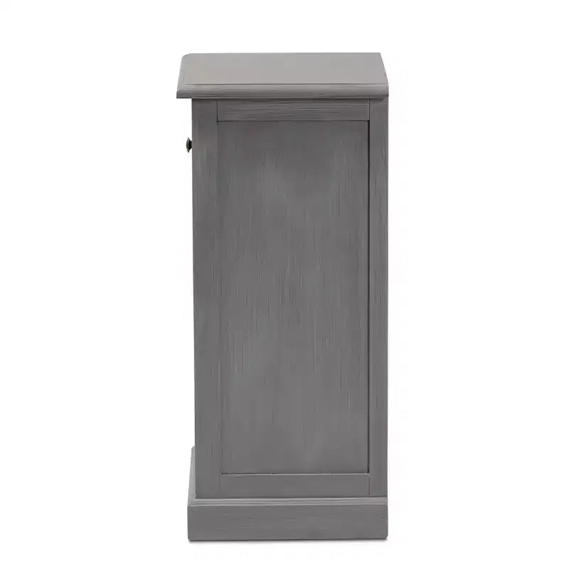 Vintage Wood and Synthetic Rattan 3 Drawer Nightstand Gray