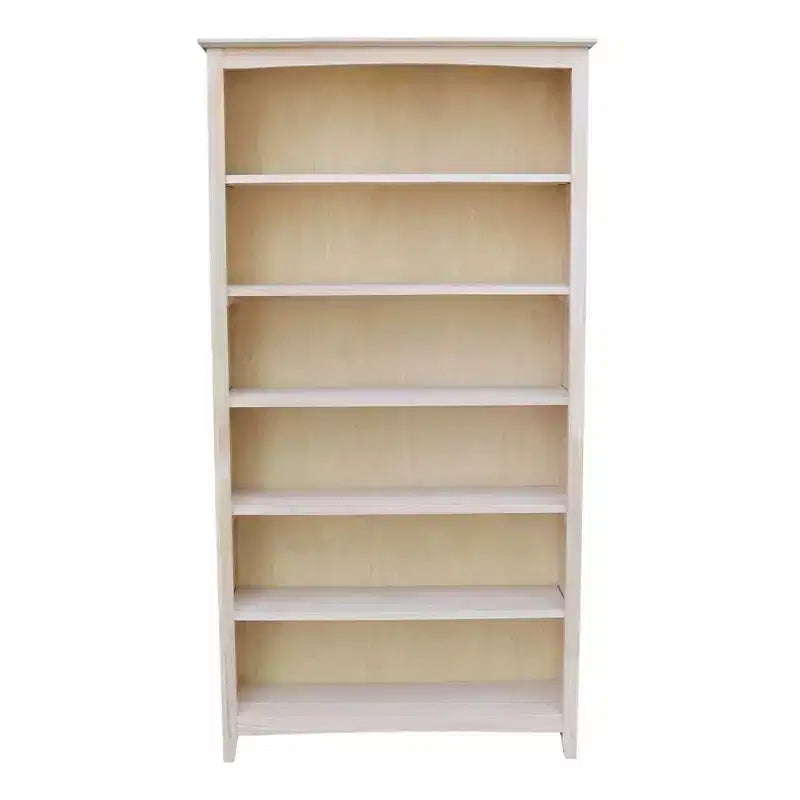 Bibliothèque Shaker 72"x38" non finie - Bois d'Hévéa massif, 6 étagères de rangement