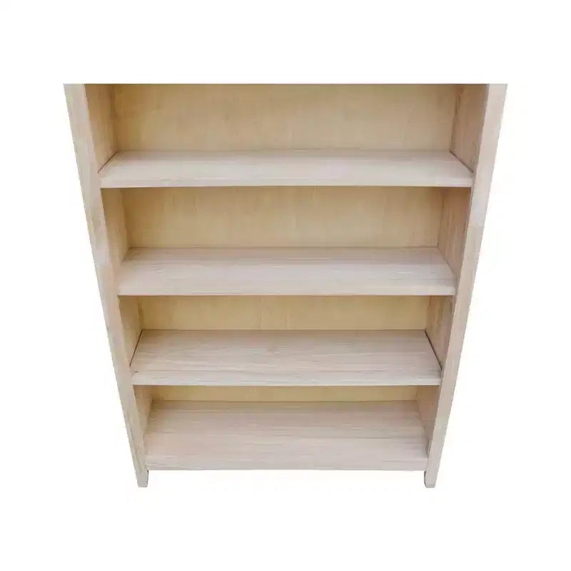 Bibliothèque Shaker 72"x38" non finie - Bois d'Hévéa massif, 6 étagères de rangement