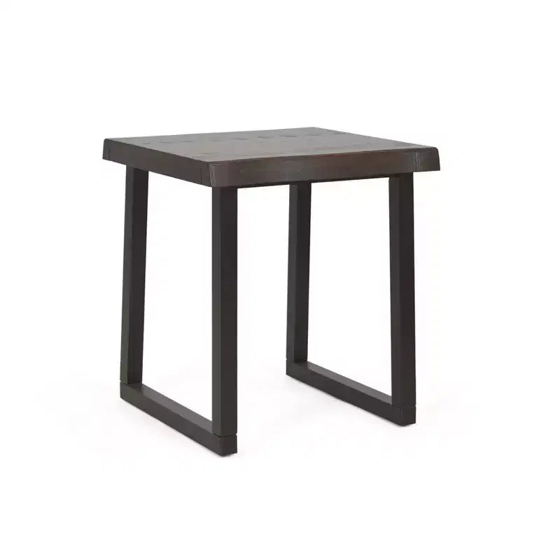 Live Edge End Table Cherry/Black: Solid Pine, Rustic Modern, Square Shape