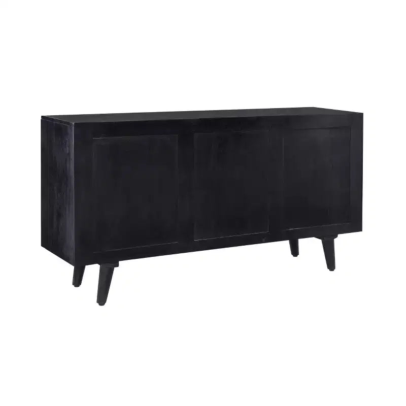 Console de rangement moderne du milieu du siècle 58" - Bois de manguier, quincaillerie en fer