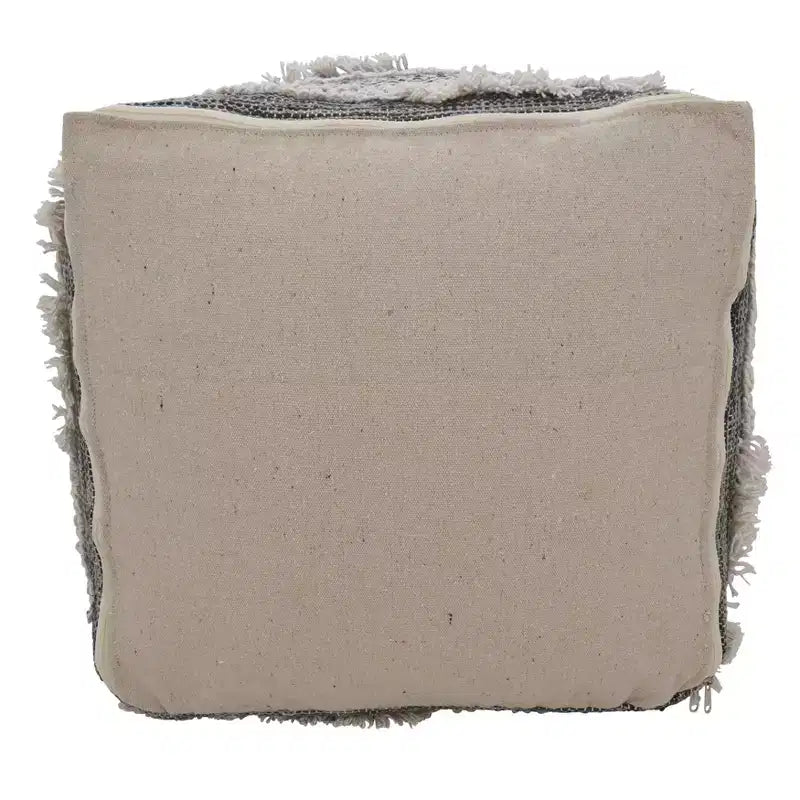 Textured Handwoven Pouf, 20x20x14 Square, Grey