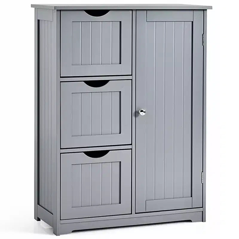 Meuble de rangement latéral pour salle de bain avec 3 tiroirs et 1 placard