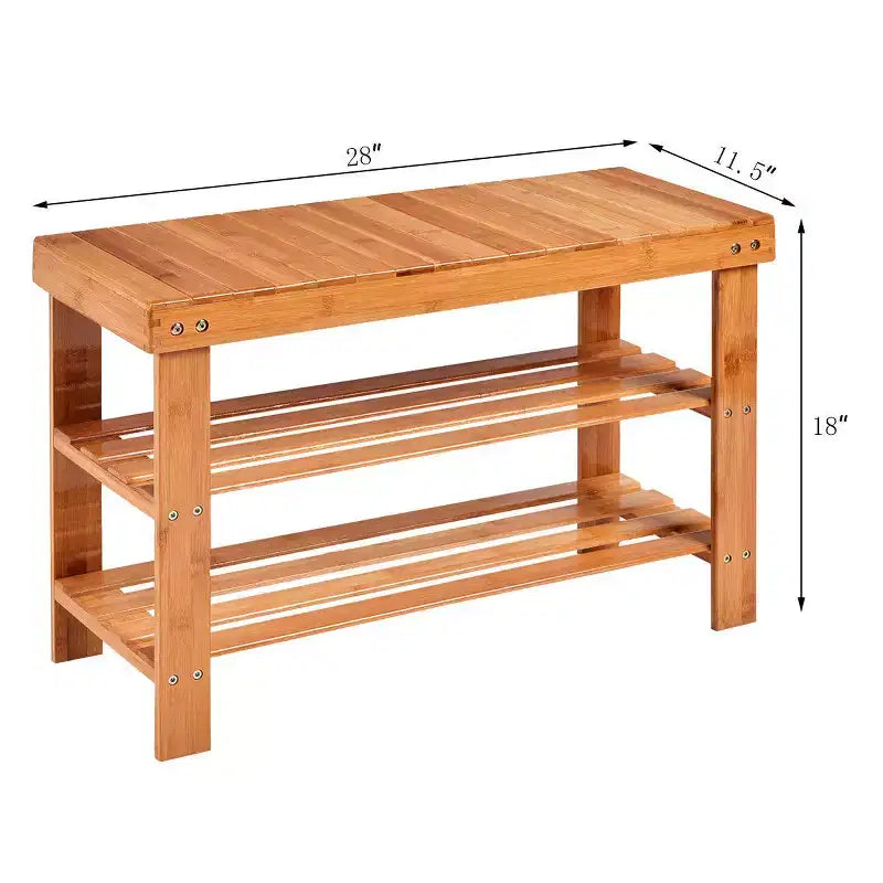 3 Tier Bamboo Shoe Rack Bench Storage Shelf Organizer Entryway Home