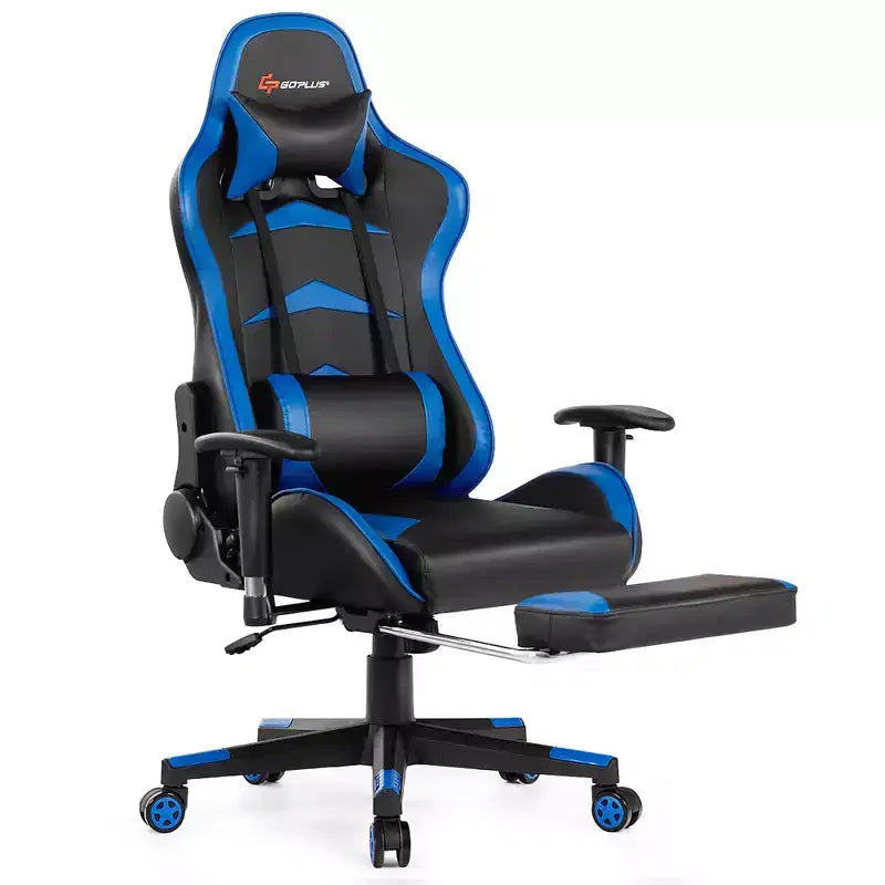 Chaise de Bureau de Massage de Jeu Inclinable Pivotante de Course avec Repose-pieds