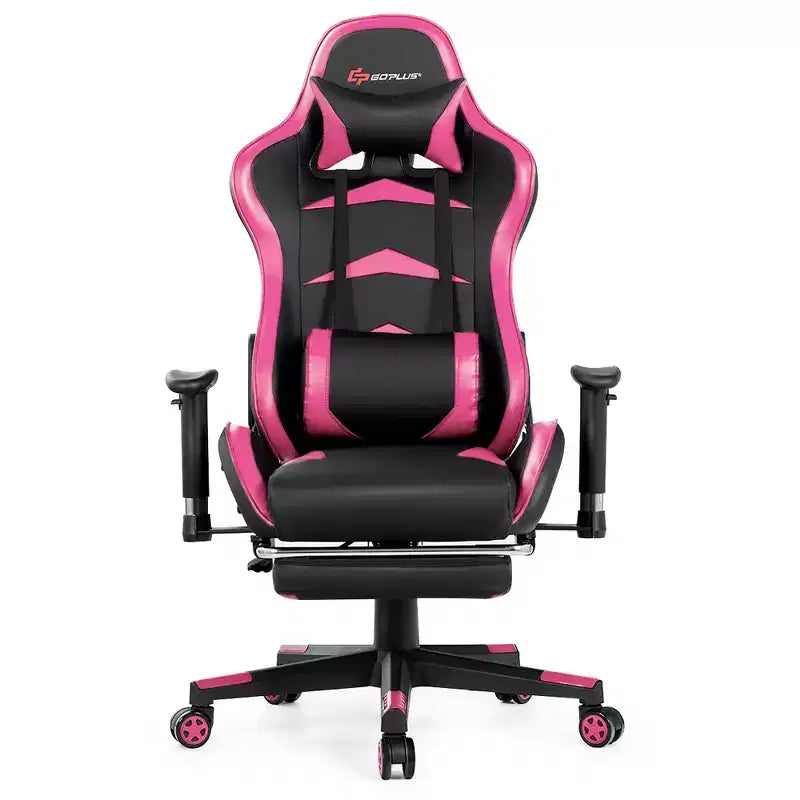 Chaise de Bureau de Massage de Jeu Inclinable Pivotante de Course avec Repose-pieds