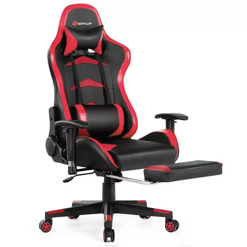 Chaise de Bureau de Massage de Jeu Inclinable Pivotante de Course avec Repose-pieds