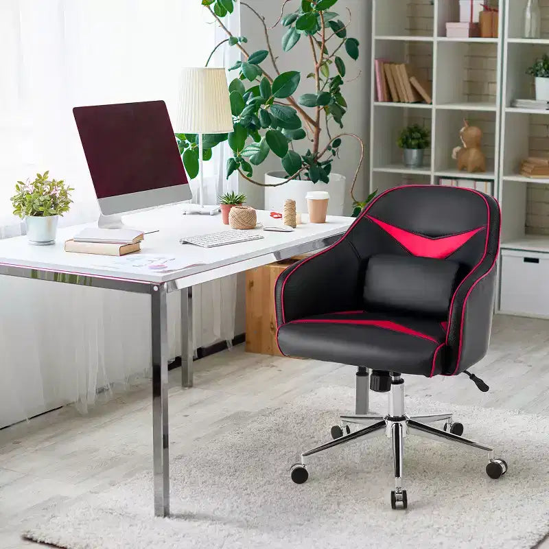 Chaise de bureau pivotante et réglable en hauteur avec soutien lombaire massant Bleu-vert