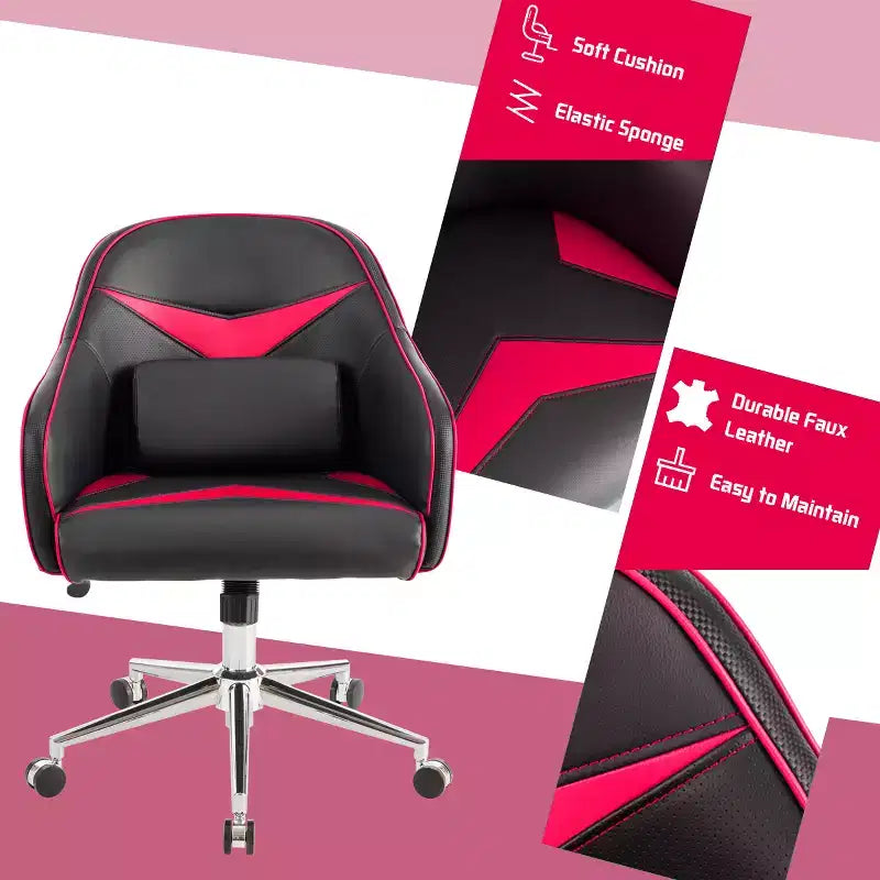 Chaise de bureau pivotante et réglable en hauteur avec soutien lombaire massant Bleu-vert
