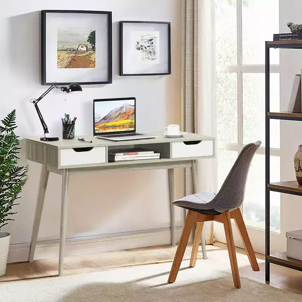 Bureau informatique Table d'écriture avec tiroirs Poste de travail portable PC Maison Chêne/Noyer