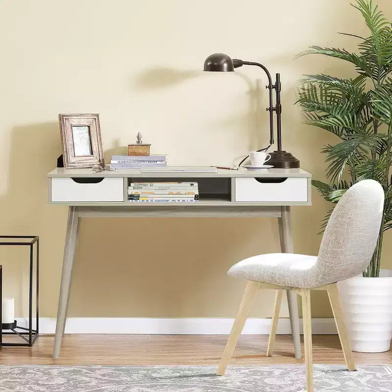 Bureau informatique Table d'écriture avec tiroirs Poste de travail portable PC Maison Chêne/Noyer
