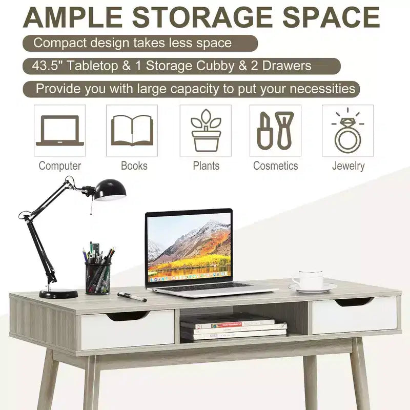 Bureau informatique Table d'écriture avec tiroirs Poste de travail portable PC Maison Chêne/Noyer
