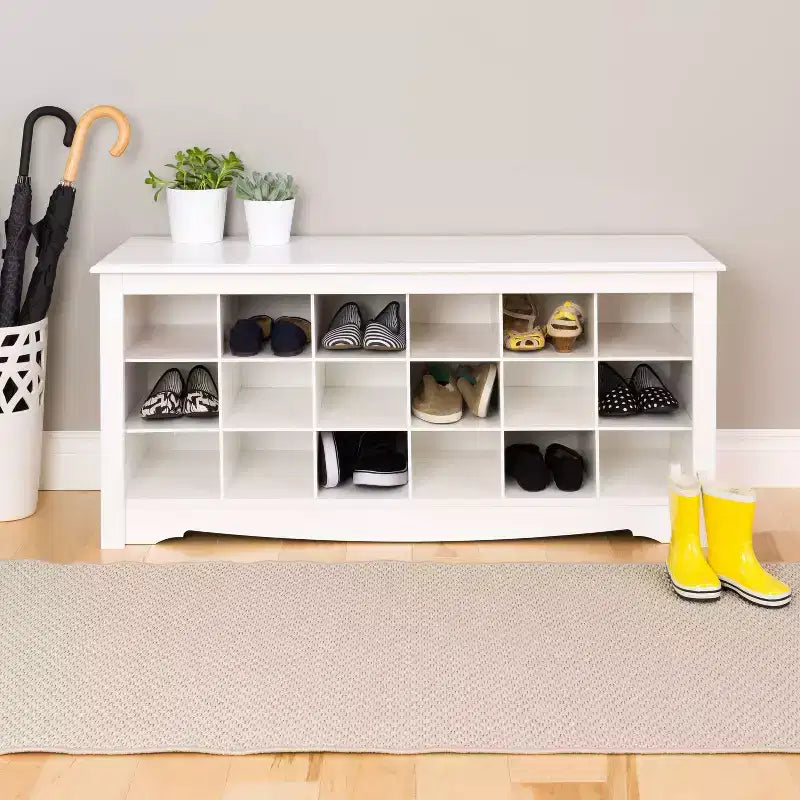 18 Pair Shoe Storage Cubbie Bench