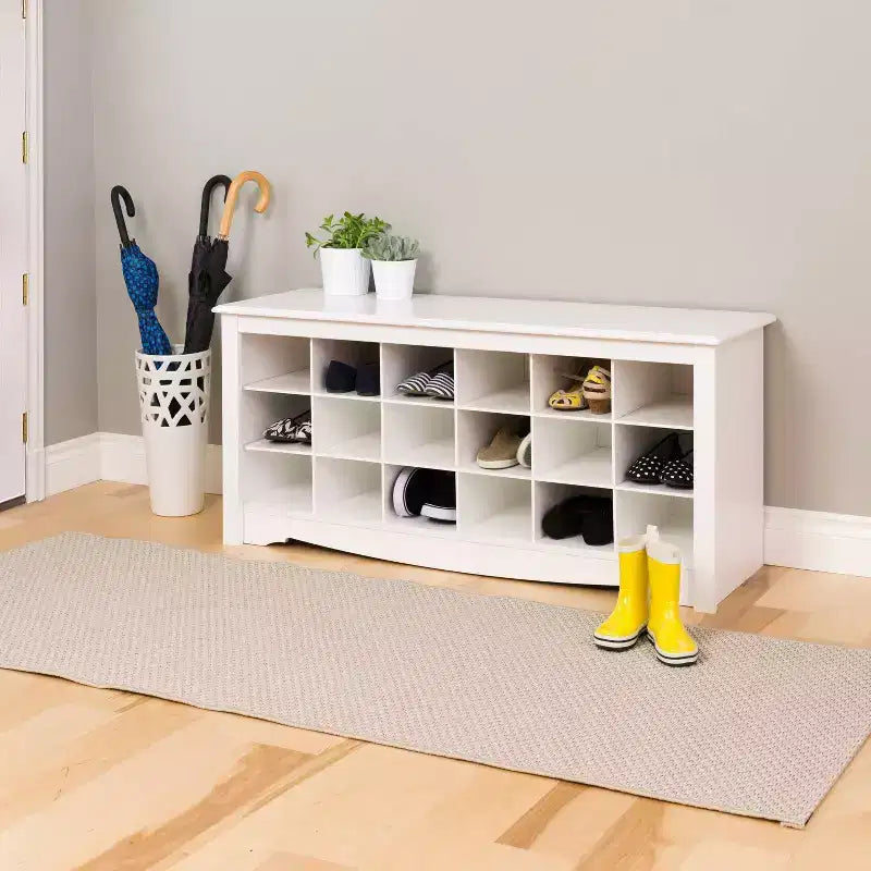 18 Pair Shoe Storage Cubbie Bench