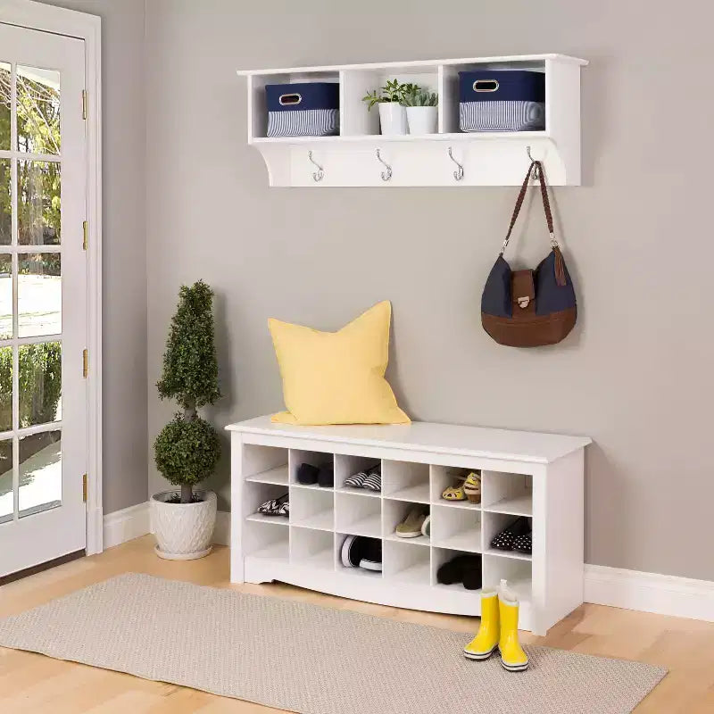 18 Pair Shoe Storage Cubbie Bench
