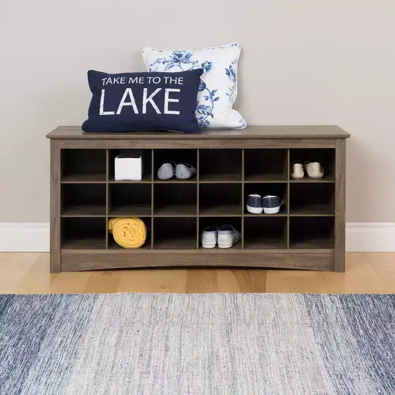 18 Pair Shoe Storage Cubbie Bench