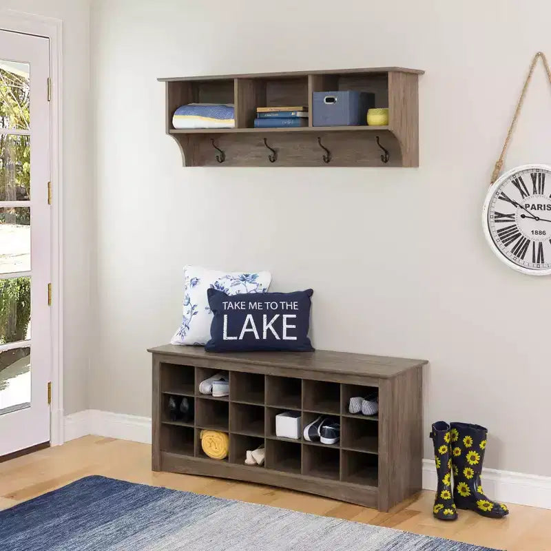 18 Pair Shoe Storage Cubbie Bench
