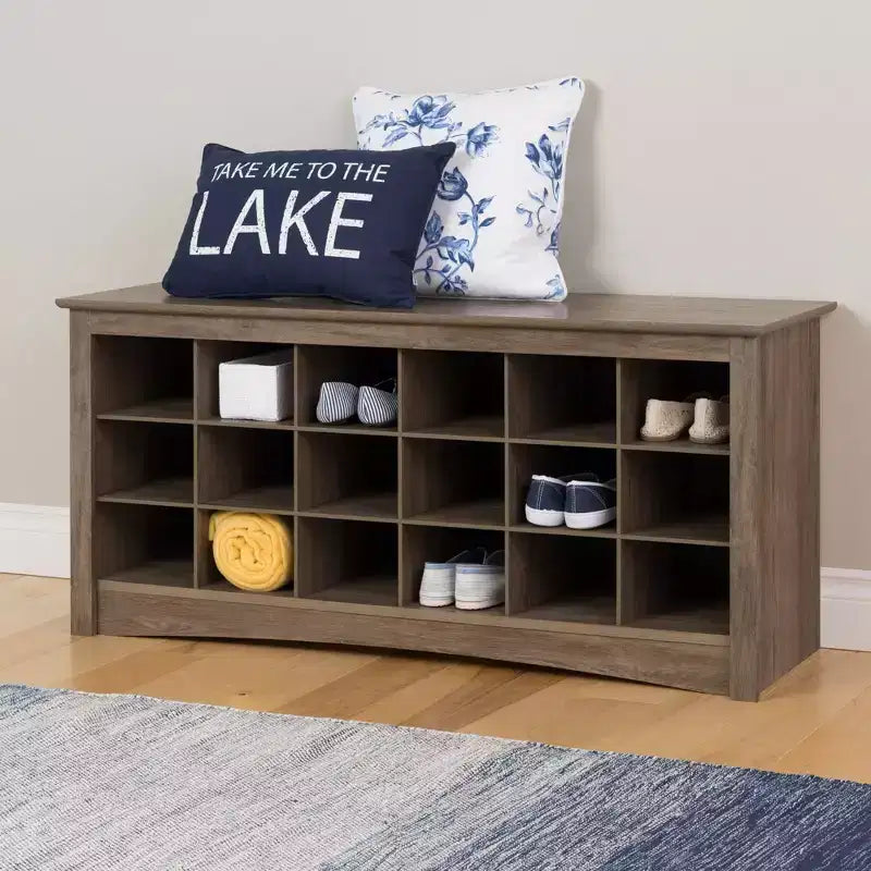 18 Pair Shoe Storage Cubbie Bench