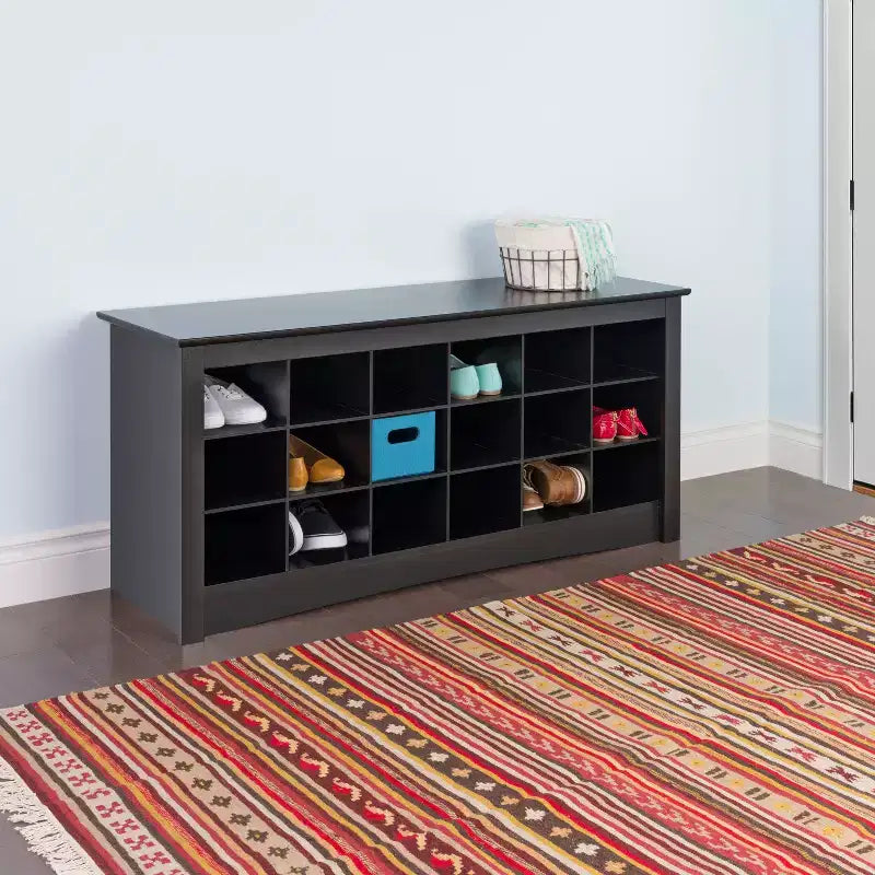 18 Pair Shoe Storage Cubbie Bench