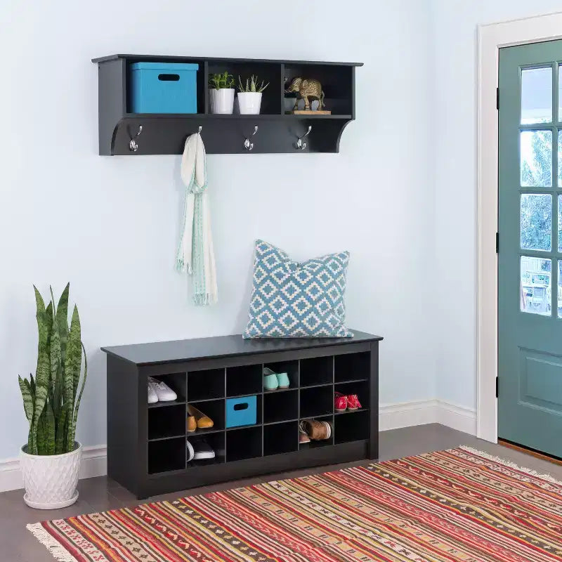 18 Pair Shoe Storage Cubbie Bench