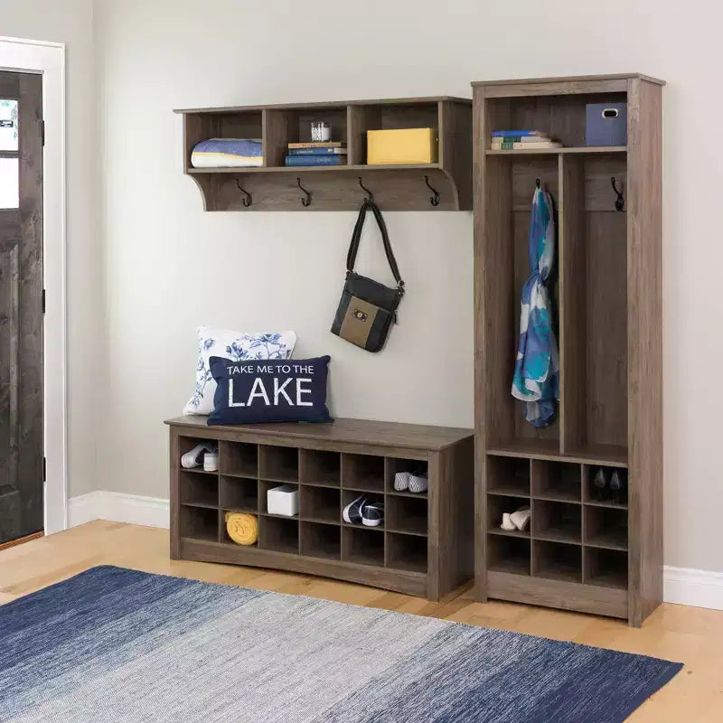 18 Pair Shoe Storage Cubbie Bench