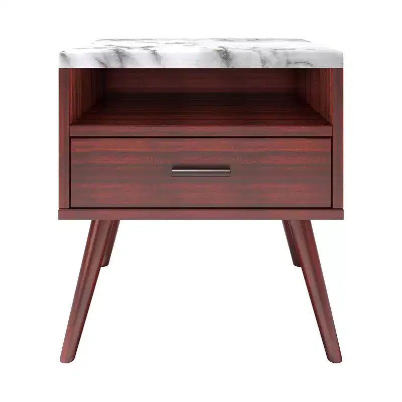 Table de chevet Mid-Century Moderne avec plateau en marbre
