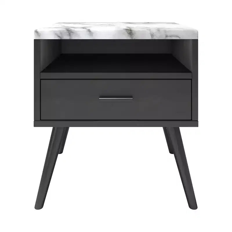 Table de chevet Mid-Century Moderne avec plateau en marbre
