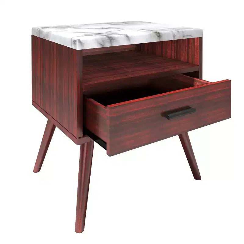 Table de chevet Mid-Century Moderne avec plateau en marbre