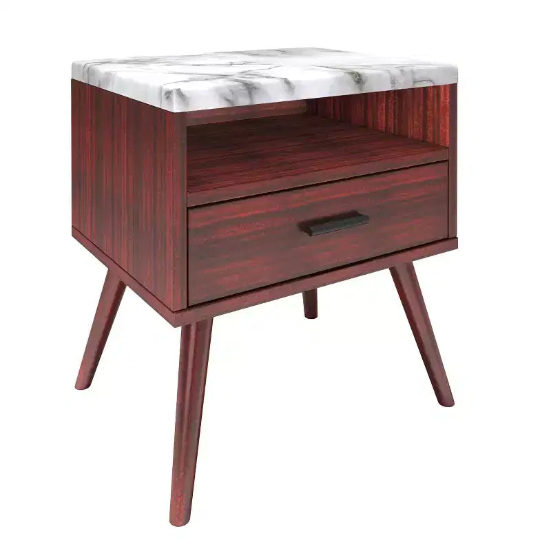 Mid-Century Modern Marble Top Nightstand