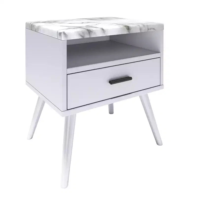 Mid-Century Modern Marble Top Nightstand