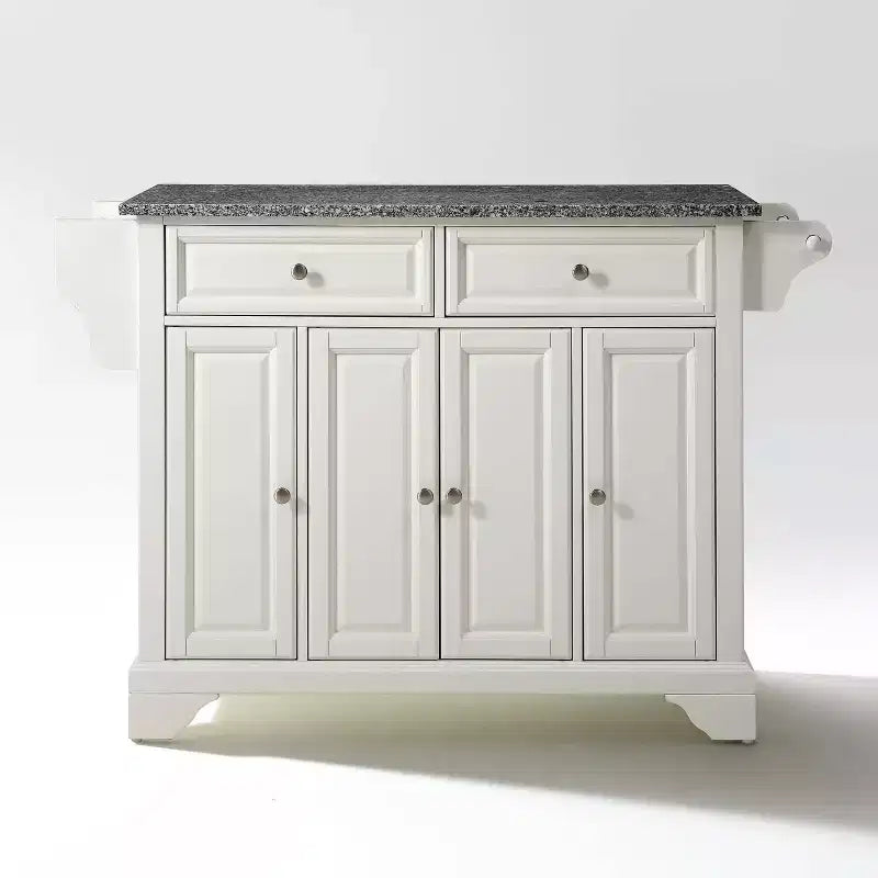 Îlot/Chariot de Cuisine Pleine Grandeur avec Dessus en Granit Gris