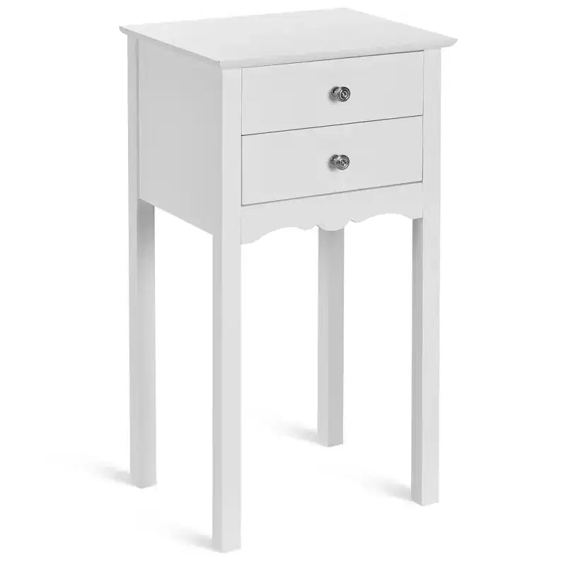 Table d'appoint avec 2 tiroirs Blanc