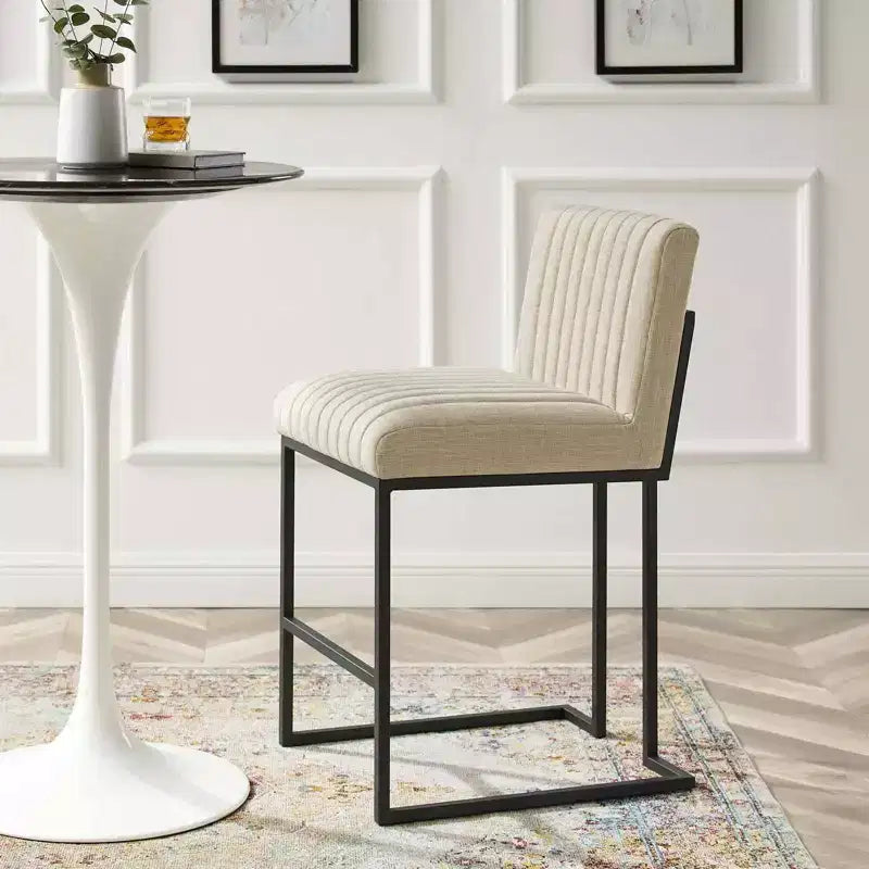 Tabouret de bar à hauteur de comptoir en tissu touffeté Indulge Channel