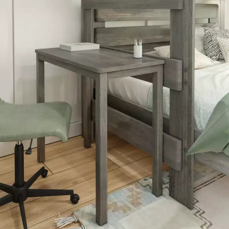 Farmhouse Twin over Queen L-Shaped Bunk Bed with Desk