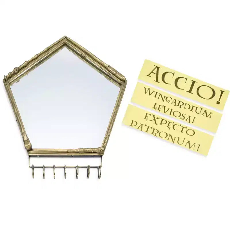 Miroir Mural Baguette Harry Potter avec Crochets à Bijoux et Rangement