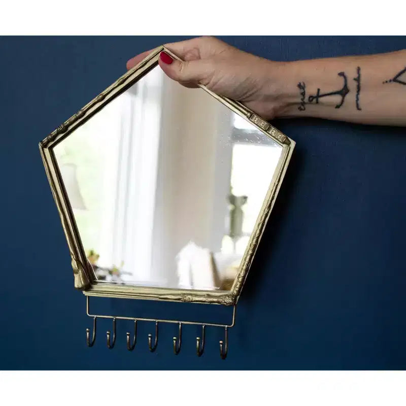 Miroir Mural Baguette Harry Potter avec Crochets à Bijoux et Rangement