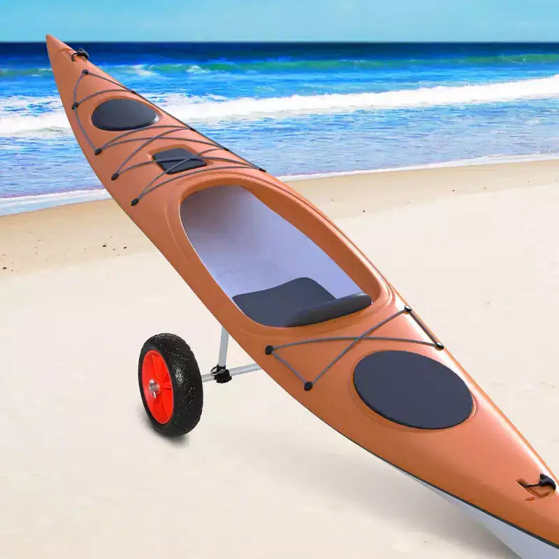 Chariot de transport pour kayak avec cadre en aluminium robuste, barre transversale à largeur réglable et grandes roues