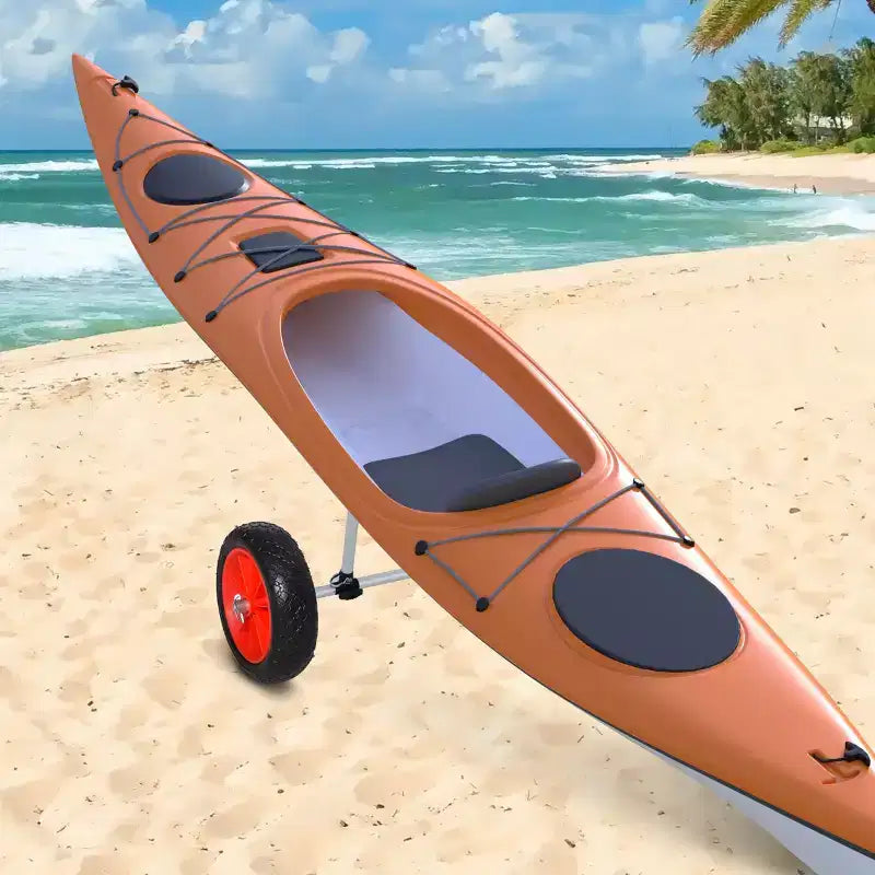Chariot de transport pour kayak avec cadre en aluminium robuste, barre transversale à largeur réglable et grandes roues