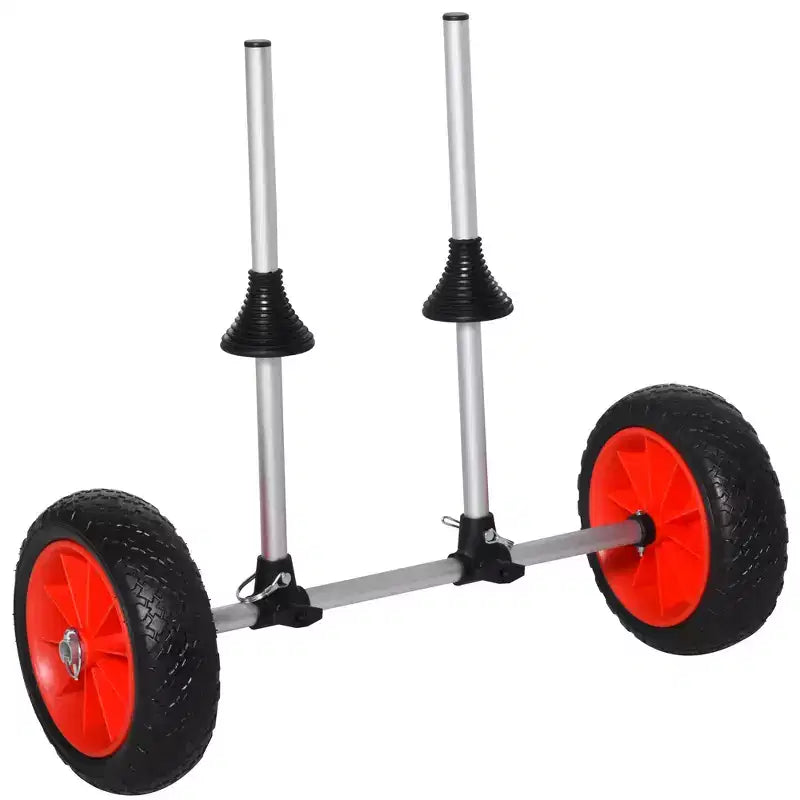 Chariot de transport pour kayak avec cadre en aluminium robuste, barre transversale à largeur réglable et grandes roues