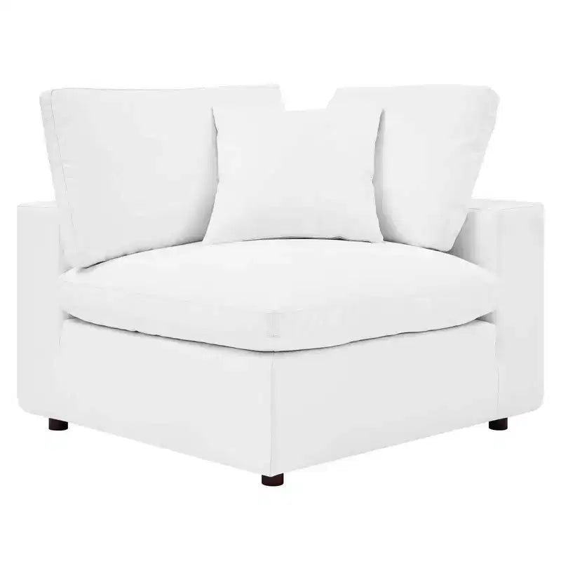 Down Filled Overstuffed Vegan Leather Corner Chair