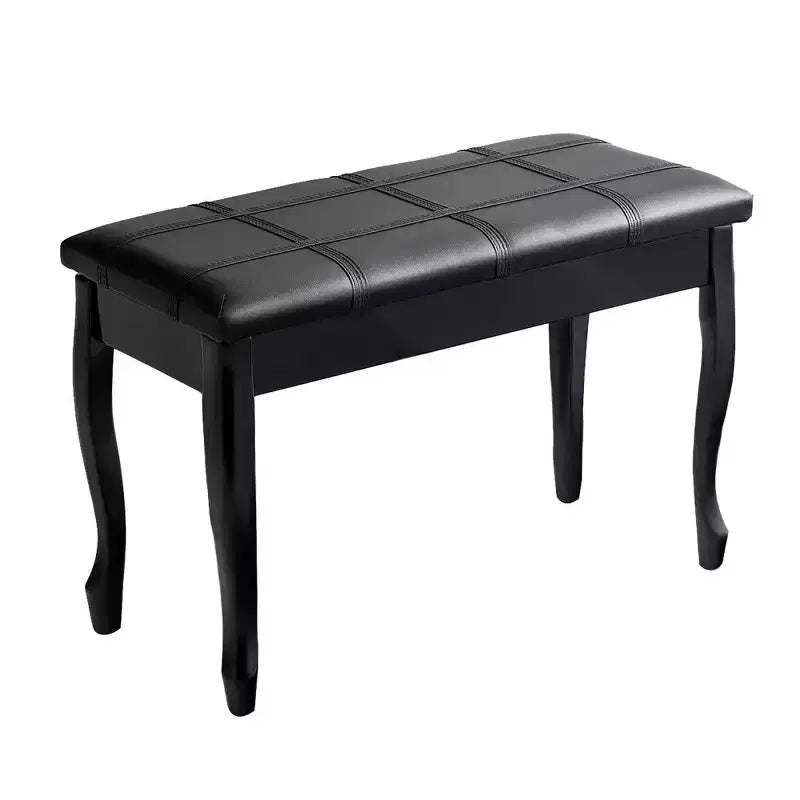 Banc de piano en cuir PU avec siège rembourré pour deux personnes avec rangement Noir