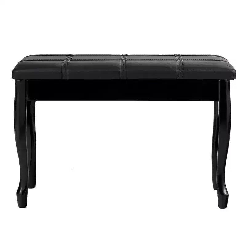 Banc de piano en cuir PU avec siège rembourré pour deux personnes avec rangement Noir