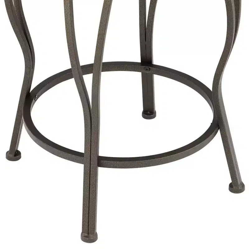 Metal Swivel Bar Stool Brown 24 High Traditional Round Cushion with Backrest Footrest for Kitchen Counter Height