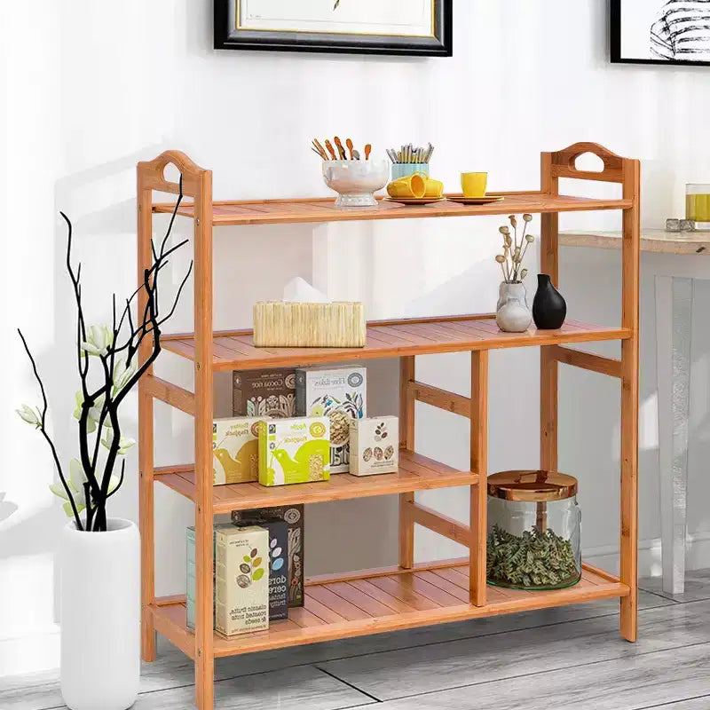 4-Tier Bamboo Shoe Rack Boot Tower Shelf Storage Organizer