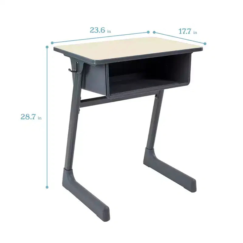 Bureau d'accueil ouvert Cave avec boîte de rangement en plastique, érable/noir