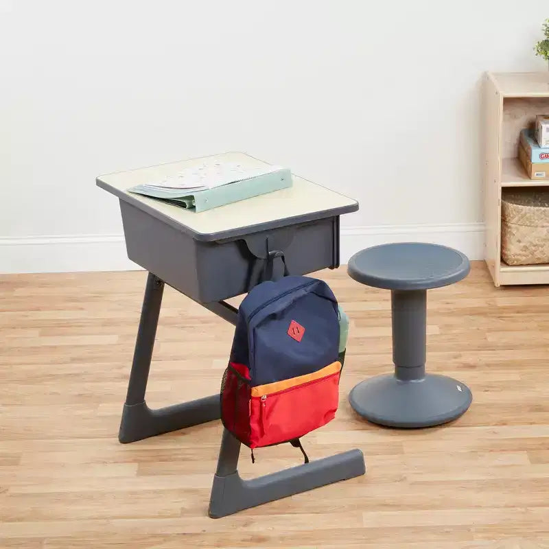 Bureau d'accueil ouvert Cave avec boîte de rangement en plastique, érable/noir