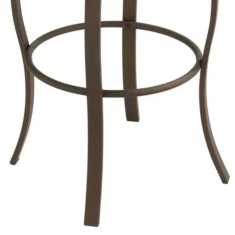Tabouret de bar pivotant en métal bronze marron de 63,5 cm de haut, style traditionnel, coussin rond en similicuir avec dossier et repose-pieds pour comptoir de cuisine