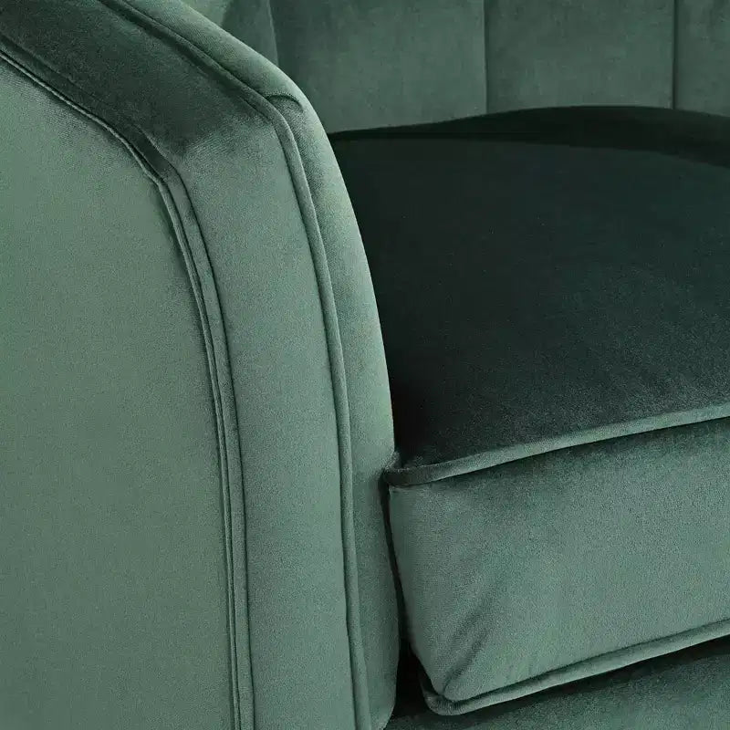 Fauteuil d'appoint capitonné vert velours et doré